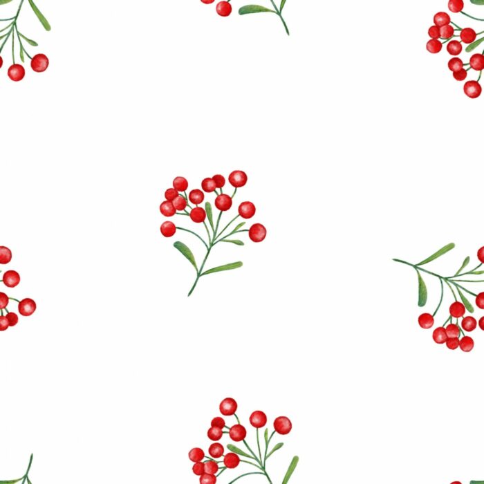 Tissu Imprimé Gui Fruits Rouges, 7 tissus au choix