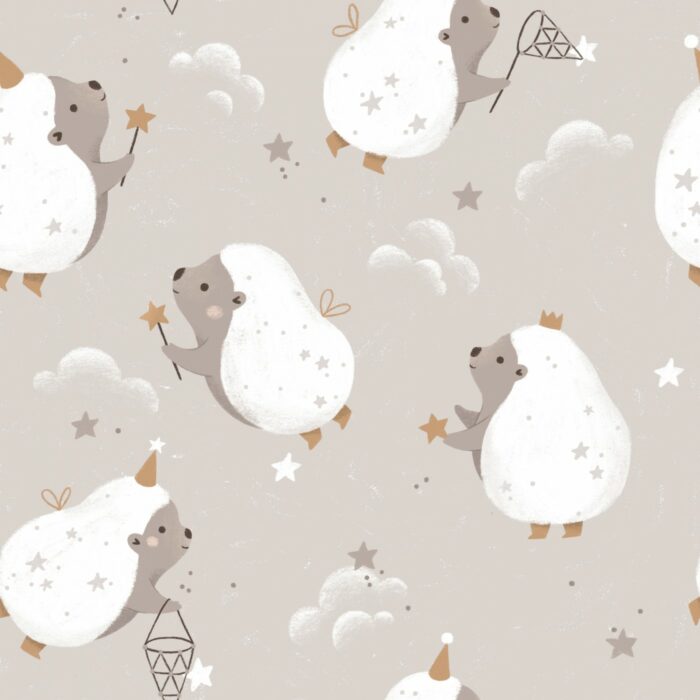 Tissu Imprimé Hérisson Fée Étoiles, 7 tissus au choix
