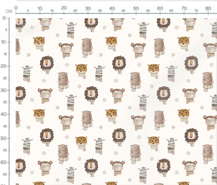 Tissu Imprimé Hiver Animaux Flocons Crème, 7 tissus au choix – Image 3