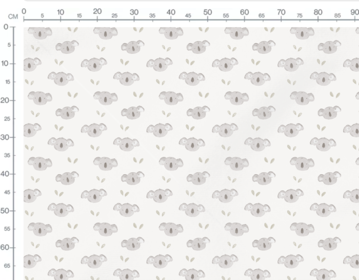 Tissu Imprimé Koala Mignon Tetes, 7 tissus au choix – Image 3