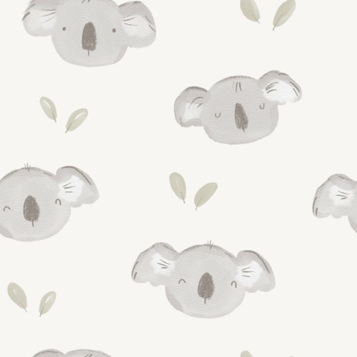 Tissu Imprimé Koala Mignon Tetes, 7 tissus au choix