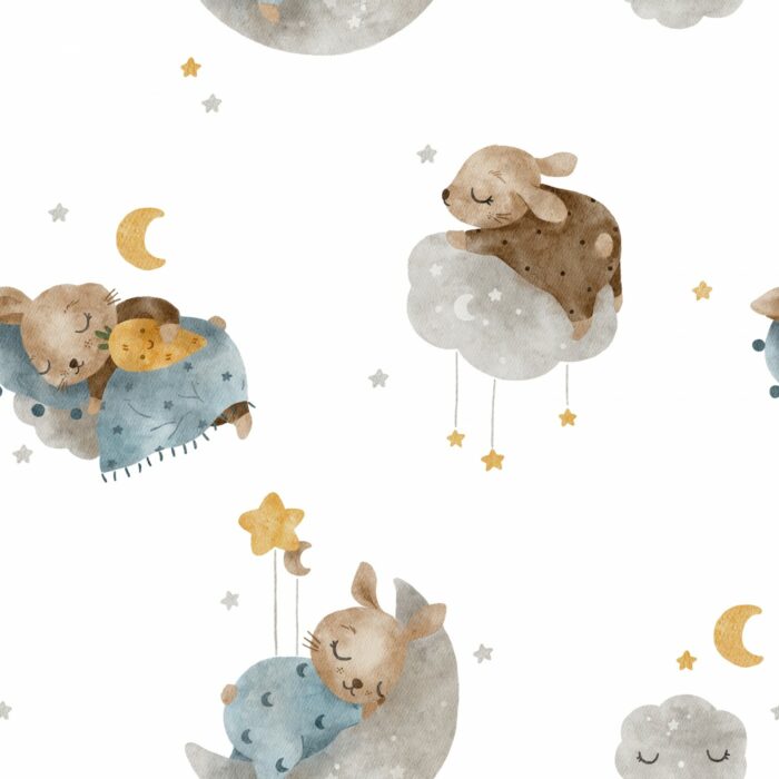 Tissu Imprimé Lapin Bonne Nuit Carotte, 7 tissus au choix