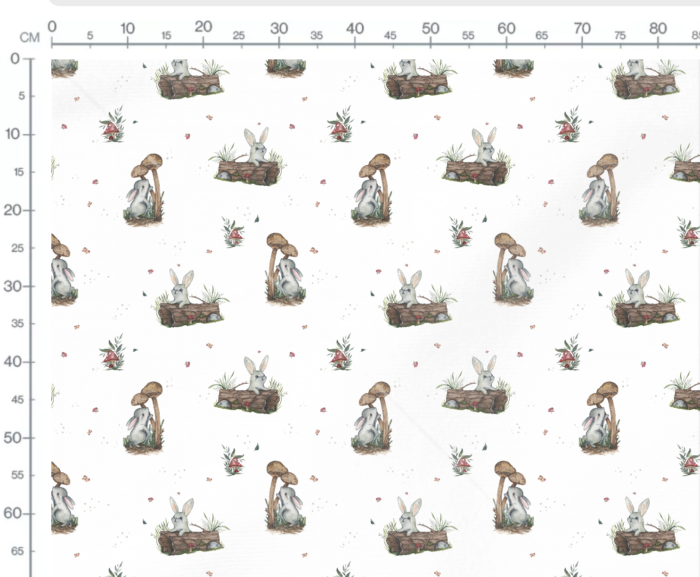 Tissu Imprimé Lapin Mignon Champignons, 7 tissus au choix – Image 2