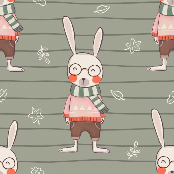 Tissu Imprimé Lapin Mignon Echarpe, 7 tissus au choix