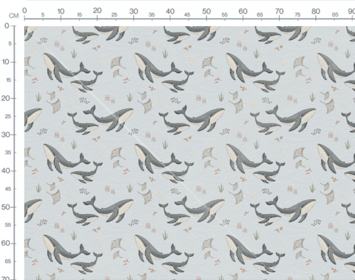 Tissu Imprimé Marin Designer Baleine Raie, 7 tissus au choix – Image 3