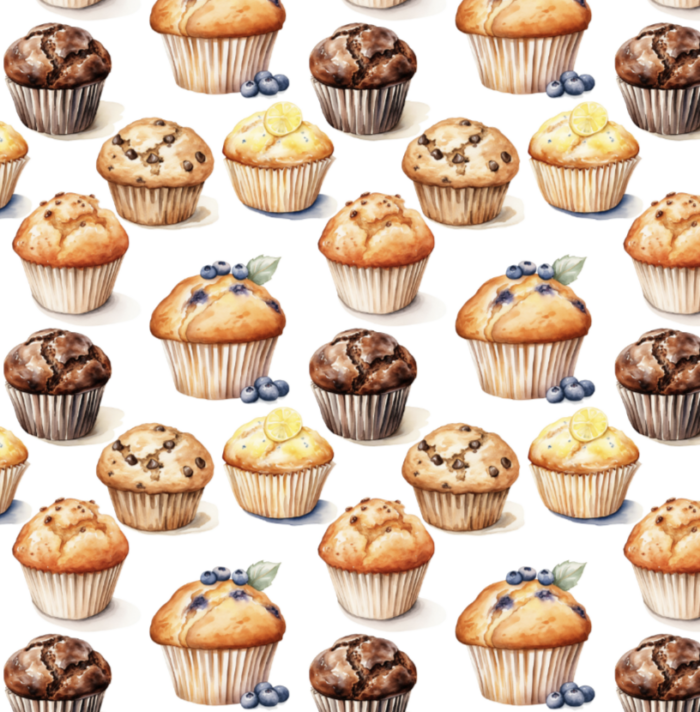 Tissu Exclusif Muffins Gourmands, 11 tissus au choix