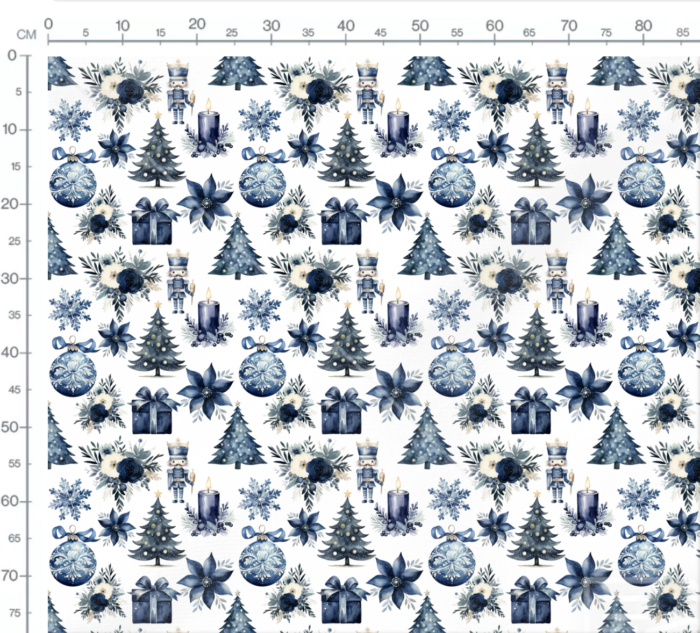 Tissu Exclusif Noel Aquarelle Bleu, 7 tissus au choix – Image 3