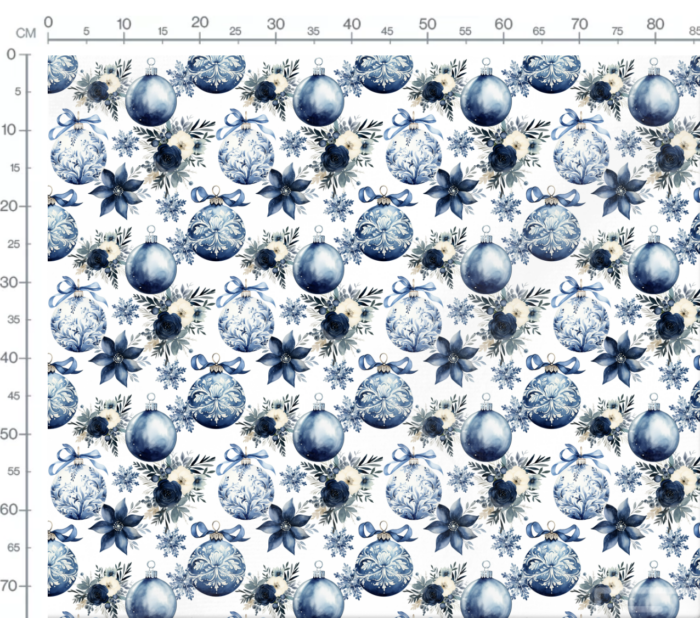 Tissu Exclusif Noel Aquarelle Bleu Déco, 7 tissus au choix – Image 3