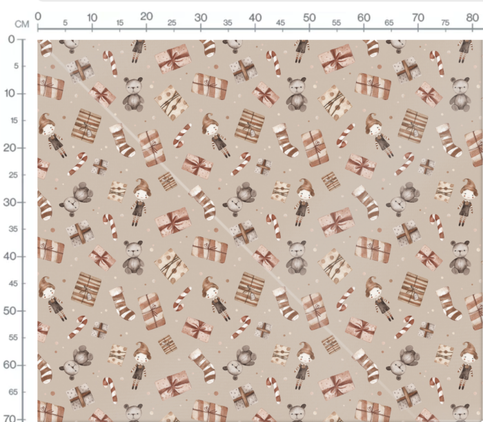 Tissu Imprimé Noel Cadeaux Jouets Beige, 7 tissus au choix – Image 3