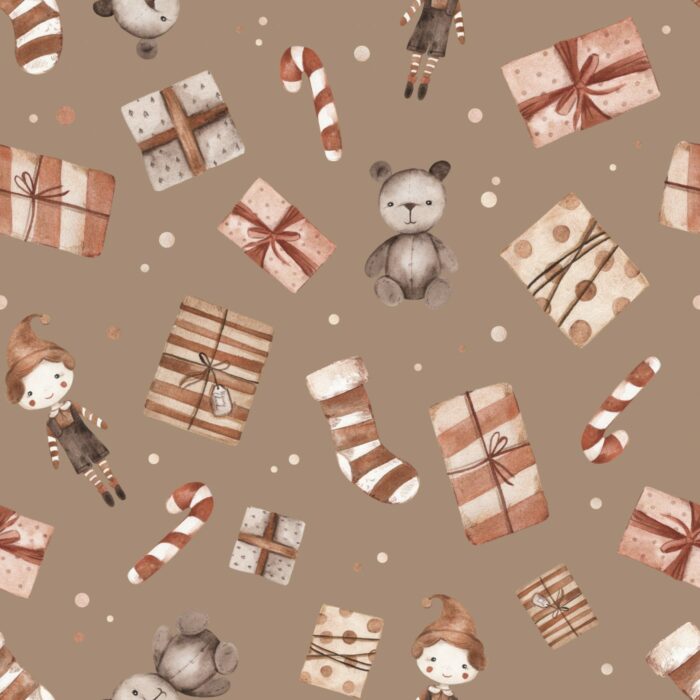 Tissu Imprimé Noel Cadeaux Jouets Café, 7 tissus au choix