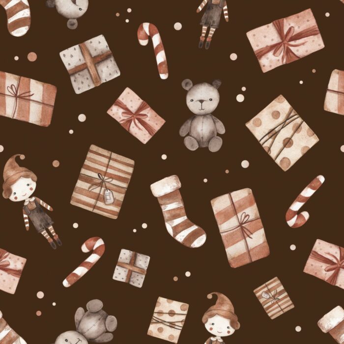 Tissu Imprimé Noel Cadeaux Jouets Chocolat, 7 tissus au choix
