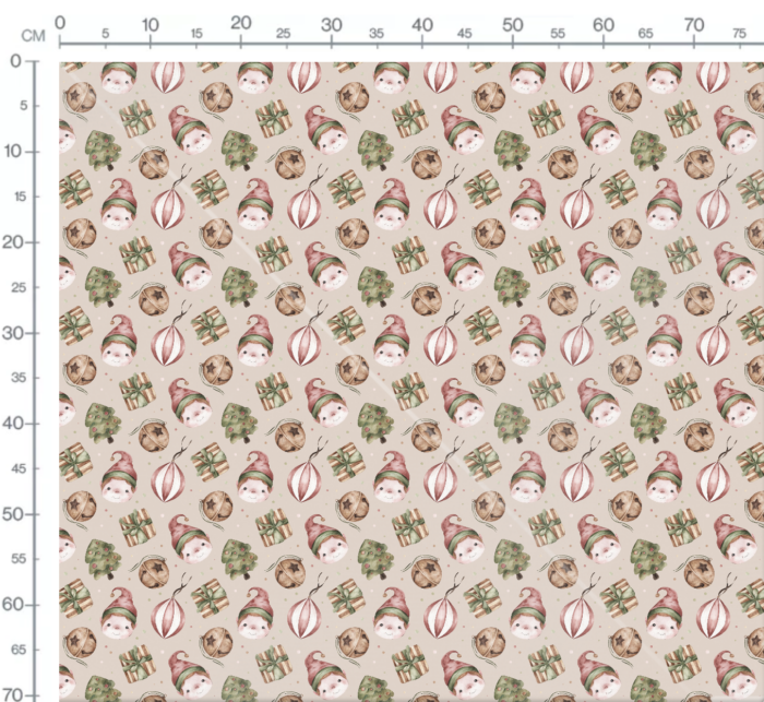 Tissu Imprimé Noel Enchanté Beige, 7 tissus au choix – Image 3