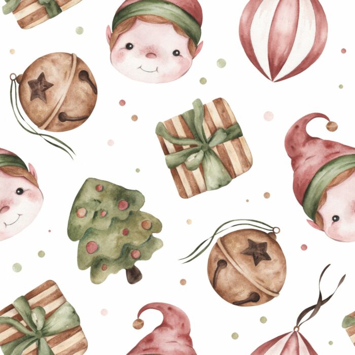 Tissu Imprimé Noel Enchanté Blanc, 7 tissus au choix