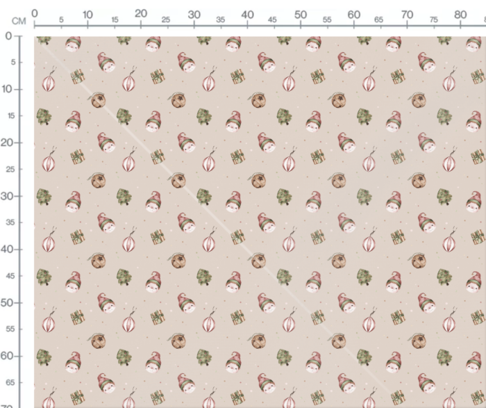 Tissu Imprimé Noel Enchanté Lutin Beige, 7 tissus au choix – Image 3
