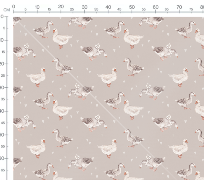 Tissu Imprimé Oie Coeurs Beige, 7 tissus au choix – Image 3