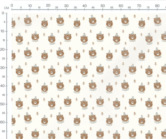 Tissu Imprimé Ourson Bonnet Crème, 7 tissus au choix – Image 3