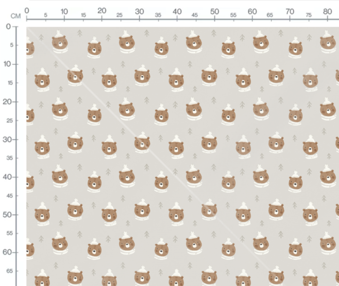 Tissu Imprimé Ourson Bonnet Gris, 7 tissus au choix – Image 3