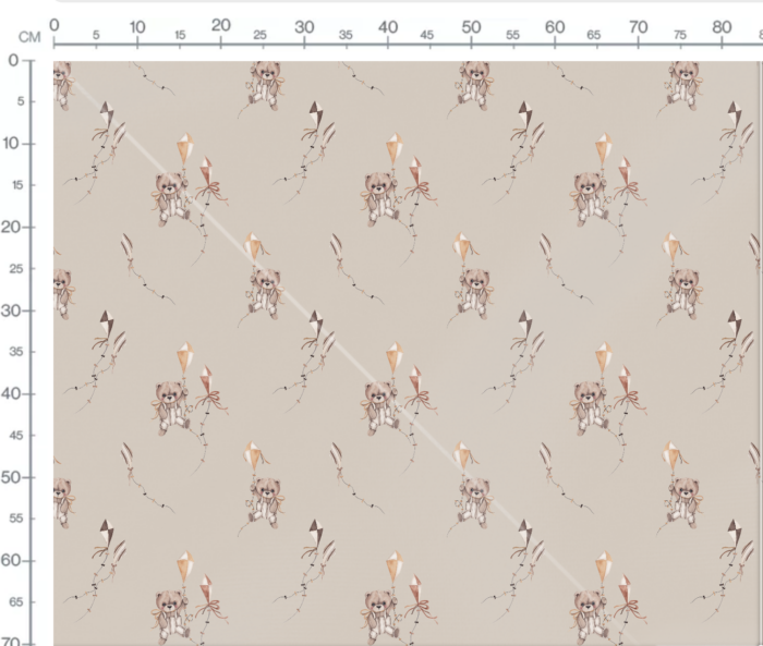 Tissu Imprimé Ourson Cerf Volant Beige, 7 tissus au choix – Image 3