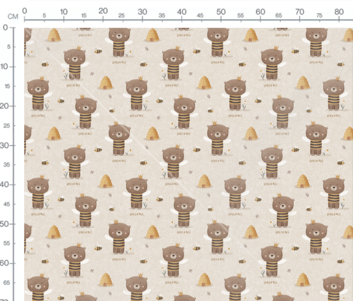Tissu Imprimé Ourson Mignon Abeille, 7 tissus au choix – Image 3
