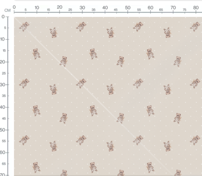 Tissu Imprimé Ourson Peluche Beige Petit, 7 tissus au choix – Image 3