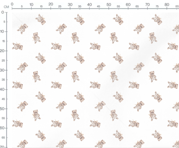 Tissu Imprimé Ourson Peluche Blanc, 7 tissus au choix – Image 3