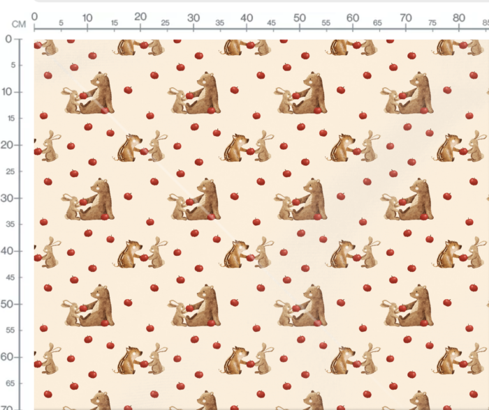 Tissu Imprimé Ourson Pommes Lapin Beige, 7 tissus au choix – Image 3