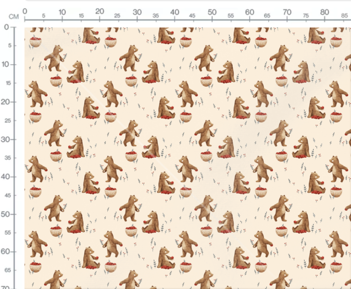 Tissu Imprimé Ourson Pommes Beige, 7 tissus au choix – Image 3