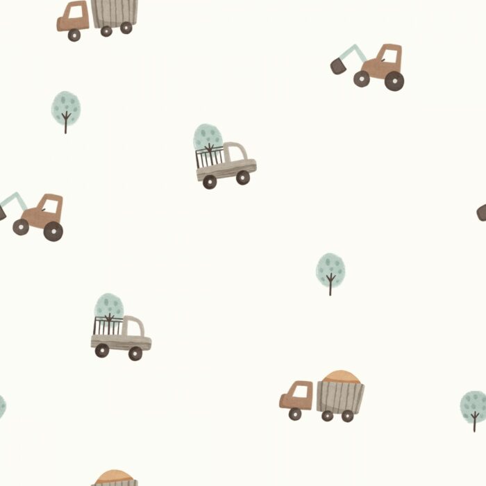Tissu Imprimé Petits Camions Arbres, 7 tissus au choix