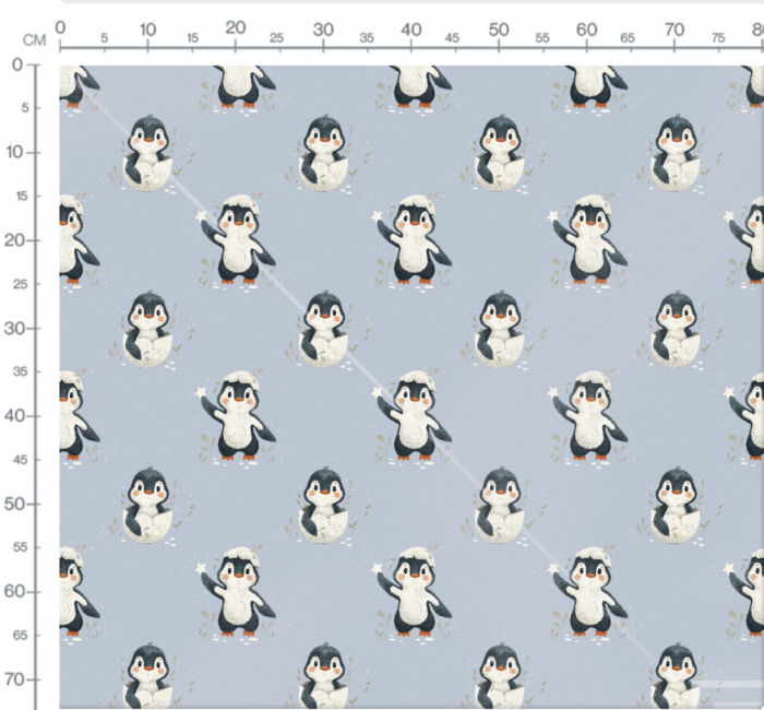 Tissu Imprimé Pingouin Adorable Bleu, 7 tissus au choix – Image 2