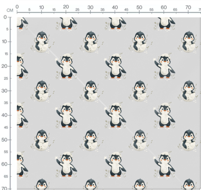 Tissu Imprimé Pingouin Adorable Gris, 7 tissus au choix – Image 3