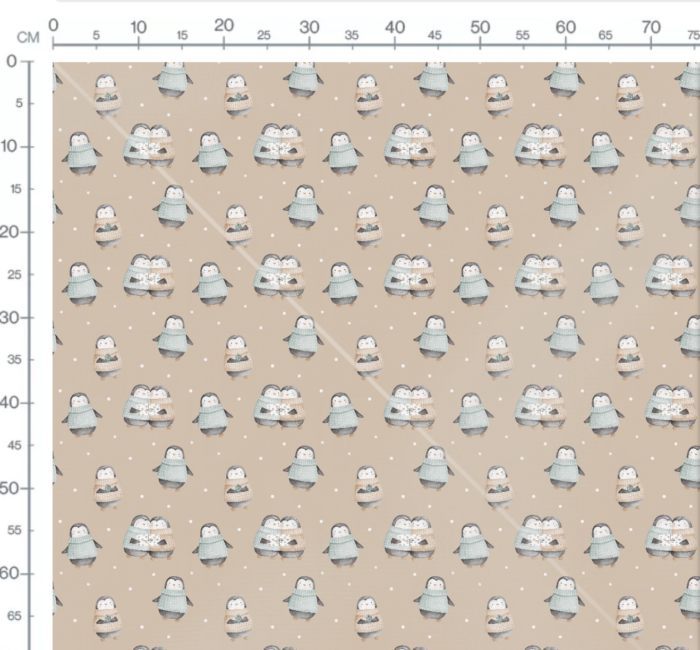 Tissu Imprimé Pingouin Calin Beige, 7 tissus au choix – Image 3