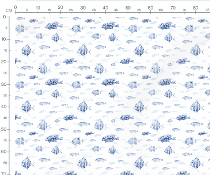 Tissu Imprimé Poissons Bleus, 7 tissus au choix – Image 2