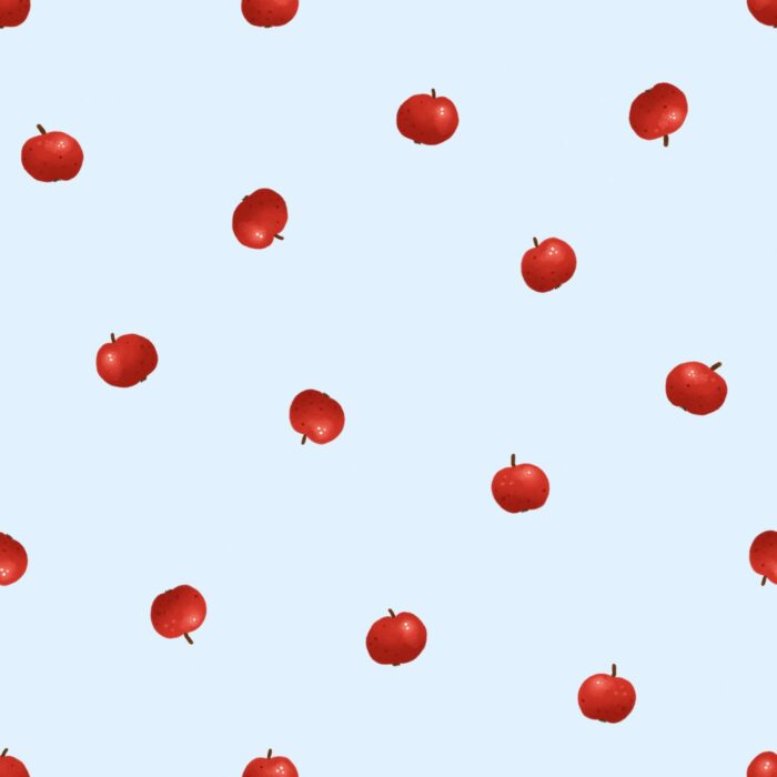 Tissu Imprimé Pommes Petites Bleu, 11 tissus au choix