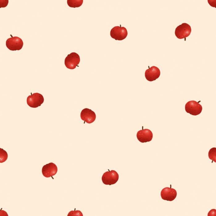 Tissu Imprimé Pommes Petites Crème, 10 tissus au choix