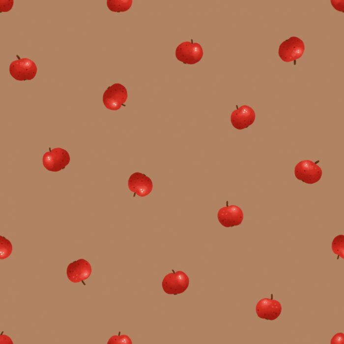 Tissu Imprimé Pommes Petites Marron, 10 tissus au choix