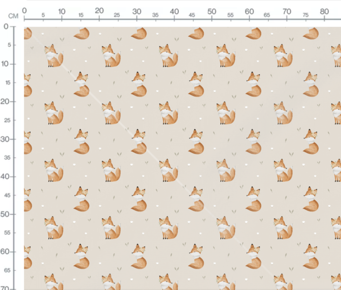 Tissu Imprimé Renard Fleuri Beige, 7 tissus au choix – Image 3