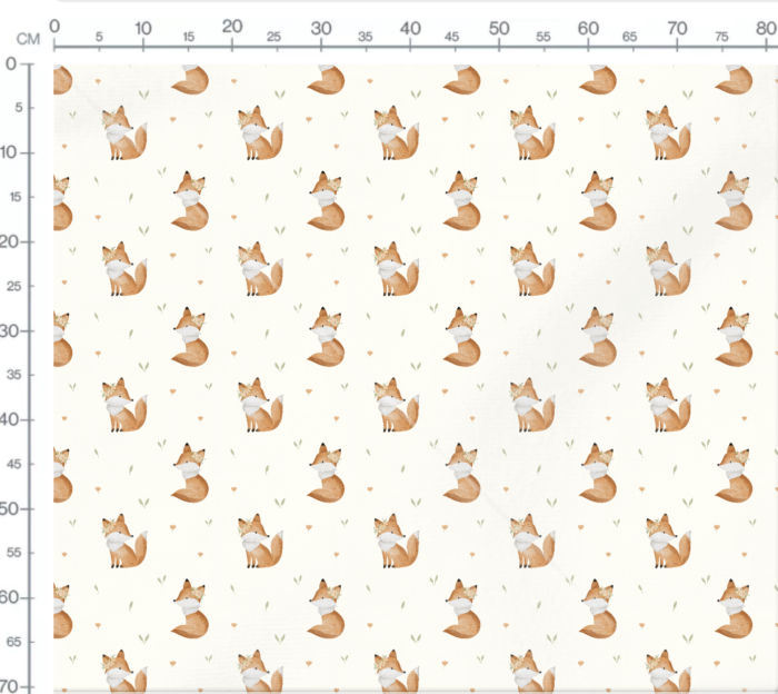 Tissu Imprimé Renard Fleuri Crème, 7 tissus au choix – Image 3