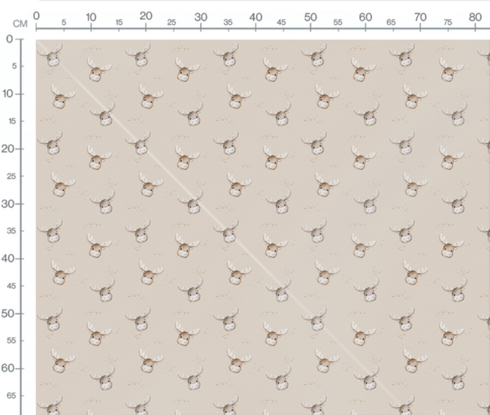 Tissu Imprimé Renne Mignon Tete Beige, 7 tissus au choix – Image 3