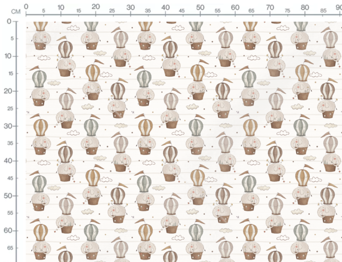 Tissu Imprimé Safari Ballons Éléphant Raye, 7 tissus au choix – Image 3