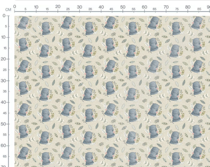 Tissu Imprimé Safari Hippopotame Mignon, 7 tissus au choix – Image 3