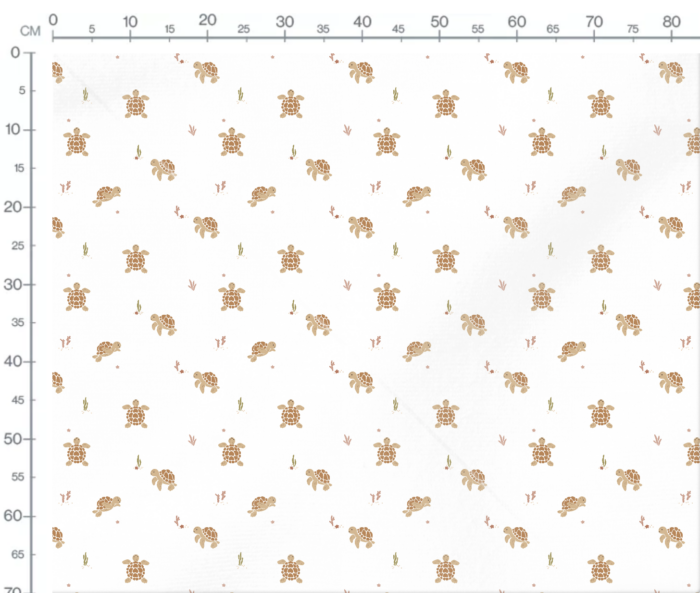 Tissu Imprimé Tortue Marin Blanc, 7 tissus au choix – Image 3