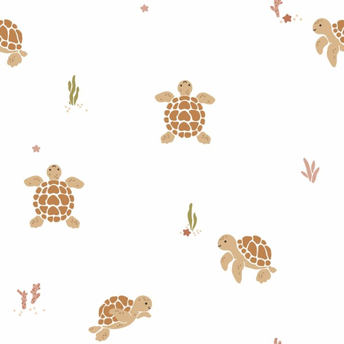 Tissu Imprimé Tortue Marin Blanc, 7 tissus au choix