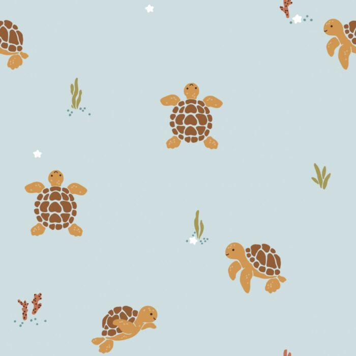 Tissu Imprimé Tortue Marin Bleu, 7 tissus au choix