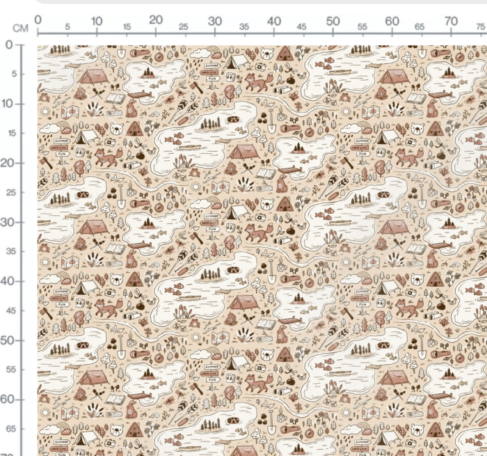 Tissu Imprimé Village Animaux Beige, 7 tissus au choix – Image 3
