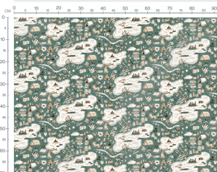 Tissu Imprimé Village Animaux Vert, 7 tissus au choix – Image 3