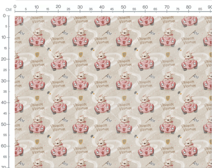 Tissu Imprimé Voiture Lapin Beige, 7 tissus au choix – Image 3