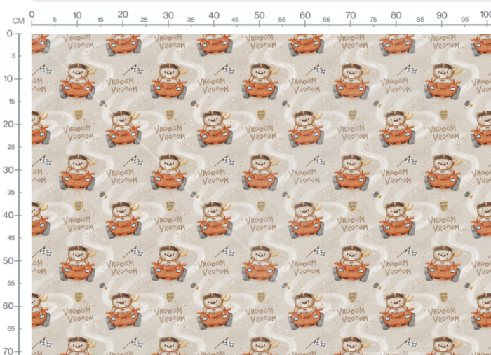 Tissu Imprimé Voiture Ourson Beige, 7 tissus au choix – Image 3