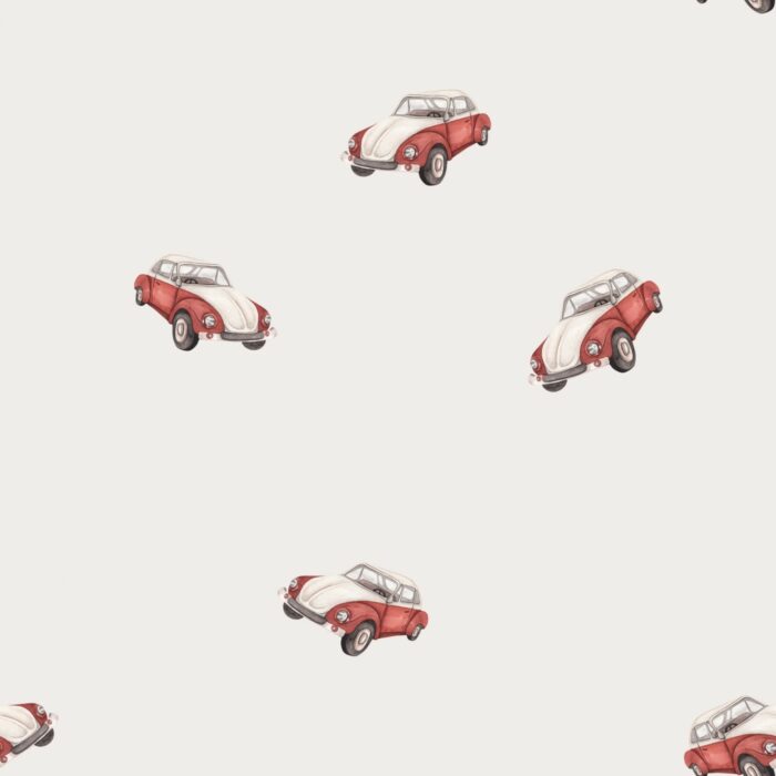 Tissu Imprimé Voitures Vintage Rouge, 7 tissus au choix