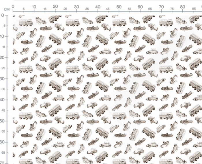 Tissu Imprimé Voitures Vintage Sepia, 7 tissus au choix – Image 3