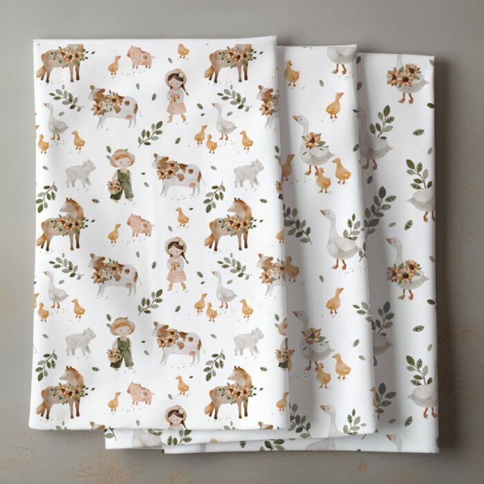 Tissu Imprimé Oie bébés, 7 tissus au choix – Image 4
